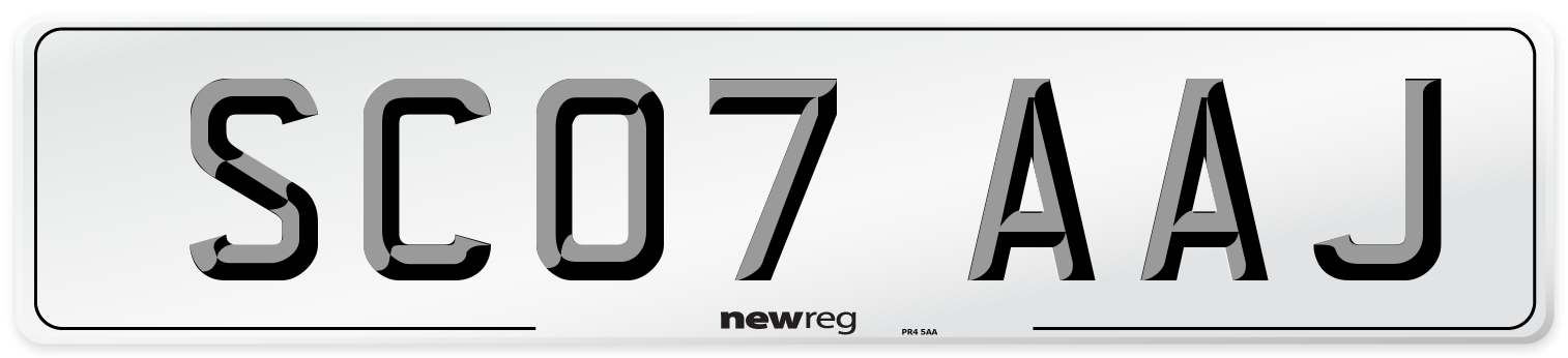 SC07 AAJ Number Plate from New Reg